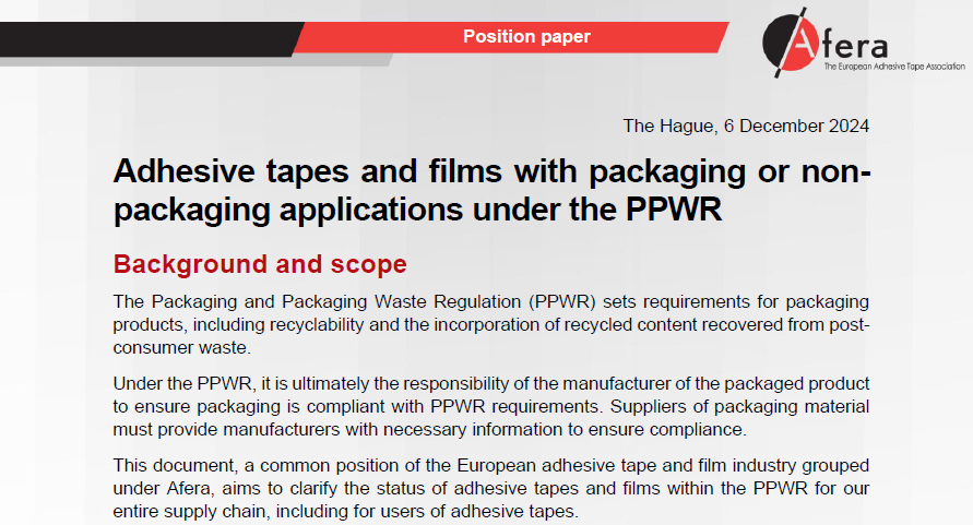 Adhesive tapes and films with packaging or non-packaging applications under the PPWR
